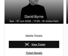 David Byrne two tickets