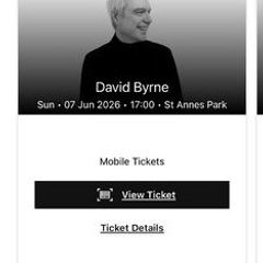 David Byrne two tickets
