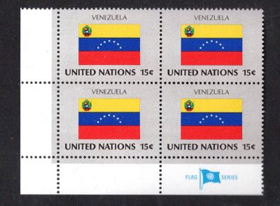 1980 United Nations New York Venezuela National Flag (part of flag series) Block of 4 Mint Never Hinged (MNH)