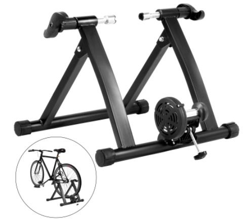 Magnetic Indoor Bike Trainer Stand 750W Fluid Resistance 330LBS Bicycle Rear Easel Fits for Wheels 26"-29" Riding Exercise