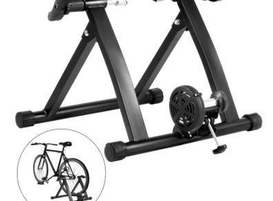 Magnetic Indoor Bike Trainer Stand 750W Fluid Resistance 330LBS Bicycle Rear Easel Fits for Wheels 26"-29" Riding Exercise