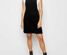 Black corduroy pinafore dress from newlook