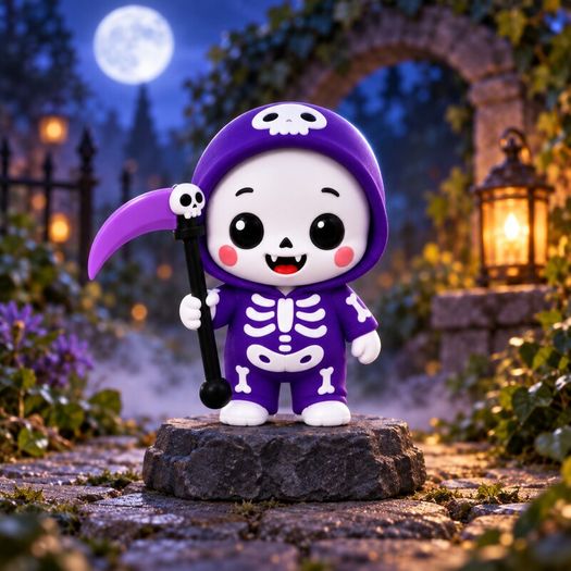 Baby Grim Reaper Figurine Cute Halloween Skeleton Decoration