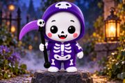 Baby Grim Reaper Figurine Cute Halloween Skeleton Decoration