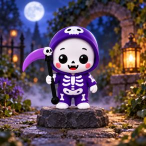 Baby Grim Reaper Figurine Cute Halloween Skeleton Decoration