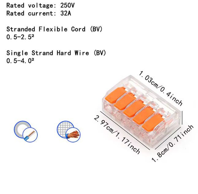 2/3/5 way Universal Electrical Wire Cable Connector Quick plug-in Terminal 250V/32A Free viewing