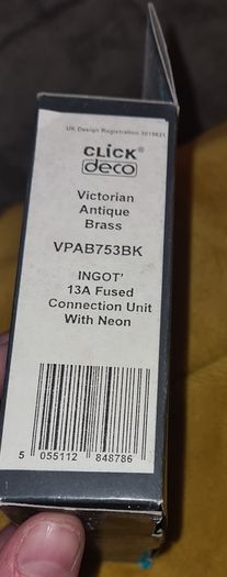 Brand New In Box Deco Antique Brass Ingot 13A Fused Connection Unit with Neon