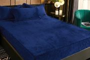 Brand New Luofanfei Fleece Fitted Sheet 180x200 30cm Cap Dark Blue