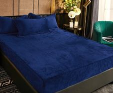 Brand New Luofanfei Fleece Fitted Sheet 180x200 30cm Cap Dark Blue