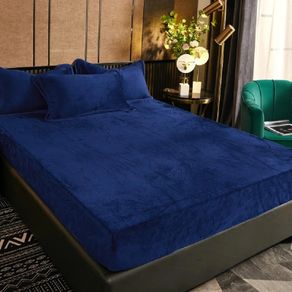 Brand New Luofanfei Fleece Fitted Sheet 180x200 30cm Cap Dark Blue