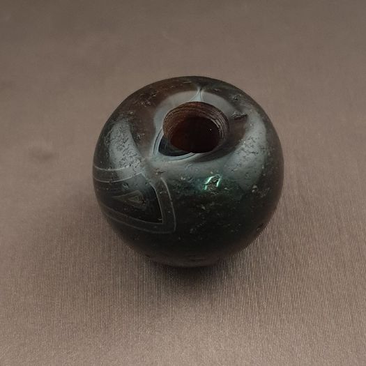 Vintage Natural Pattern Suliemani Tire Shape Agate Bead Amulet