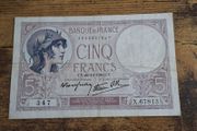 France, 5 Francs 1940 banknote, circulated - free standard postage
