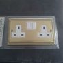 Classic Polished Brass Rope Edge Double Plug Socket from Hamilton Litestat Group with On/Off Switch x One Image 4