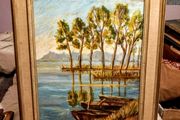 Vintage large framed painting