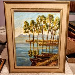 Vintage large framed painting