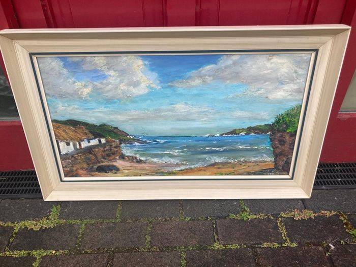 1960s Irish coastal oil painting signed free postage
