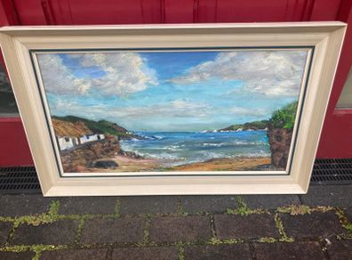 1960s Irish coastal oil painting signed free postage
