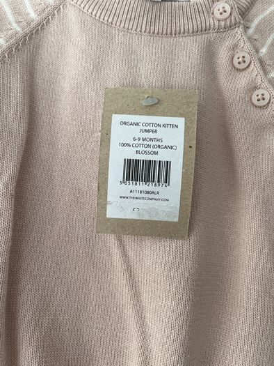 Tags on - Little White Company organic cotton kitten jumper