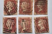 Great Britain Queen Victoria Penny Red Selection. 6 Used Plated Singles. Plates 80, 120, 138, 146, 156, 181. P1F2
