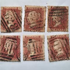 Great Britain Queen Victoria Penny Red Selection. 6 Used Plated Singles. Plates 80, 120, 138, 146, 156, 181. P1F2