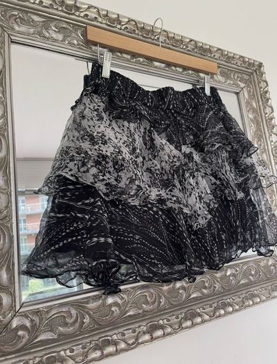 Iro Loey Ruffled Tiered Mini Skirt Black White  Size 10