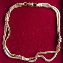Vintage 9K Yellow Gold 375 Double Rope Bracelet 8" -  6,9g