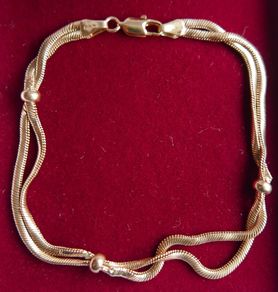 Vintage 9K Yellow Gold 375 Double Rope Bracelet 8" -  6,9g