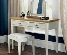 3 pcs Oak Vanity Dresser Set -  Table, Mirror and Stool New