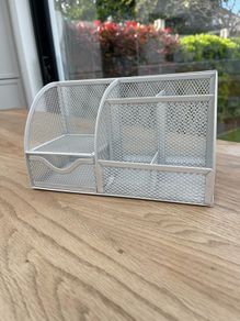 White Mesh Desk Organiser/ Stationery holder