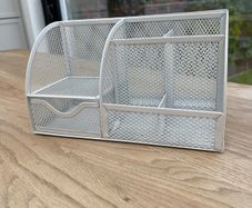 White Mesh Desk Organiser/ Stationery holder