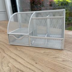White Mesh Desk Organiser/ Stationery holder