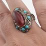Antique Red Zirconia Ring  Rustic Brass Statement Jewellery Image 5