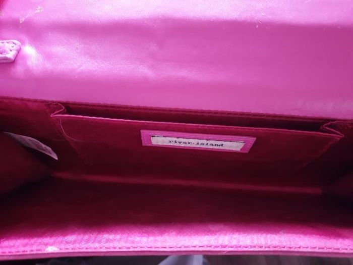 River island pink and gold clutch bag