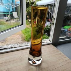 Mid Century Amber Glass Vase Bo Borgstrom Aseda