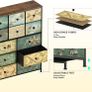 Fabric Chest of Drawers, Vintage 12 Drawer Tall Dresser with Floral Print, Rustic Boho Style Dresser Storage Cabinet for Bedroom, Hallway, Living Room Image 7
