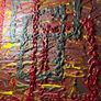 Original "666" Red Textured Abstract Oil Painting 41x51cm - Signed Monogram (yet, unknown artist) Image 2