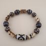 Vintage Himalayan Dzi Bracelet Two Eyes Agate & Striped Agate Beads Image 9