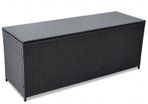 Garden Storage Box Black 150x50x60 cm Poly Rattanv