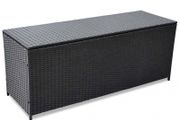 Garden Storage Box Black 150x50x60 cm Poly Rattanv