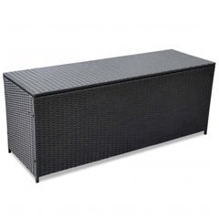 Garden Storage Box Black 150x50x60 cm Poly Rattanv