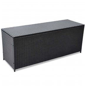 Garden Storage Box Black 150x50x60 cm Poly Rattanv