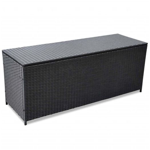 Garden Storage Box Black 150x50x60 cm Poly Rattanv