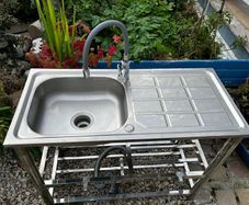Stainless Sink and Faucet set (w/drain+shelf and flexi faucet)
