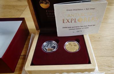 2008 Central Bank of Ireland Antarctic Explorers GOLD and Silver Double Set - LIMITED to 1000 sets - SCARCE!