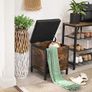 Stool, Bedroom Bench with Storage, Upholstered Seat, Hall, Bedroom, Living Room, Steel Frame, Simple Assembly, Synthetic Leather, Industrial Style, Rustic Brown and Black Image 3