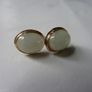 9ct Gold Jade Stud Earrings, Sterling Silver Backs, 1.4g Image 5