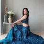 Navy Blue Lehenga Choli with Embroidery & Sequence Work - Un stitched (Size: XS-S-M-L) Image 5