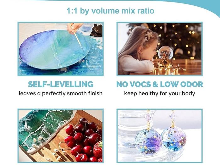 Clear Epoxy Resin Kit High Gloss Casting and Coating Bubbles Free Art Resin for River Table Tops, Jewelry Making Projects, DIY Crafts, Tumblers, Molds, Art Painting