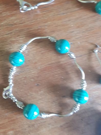 Stunning Sterling Silver and Malachite Set of 4