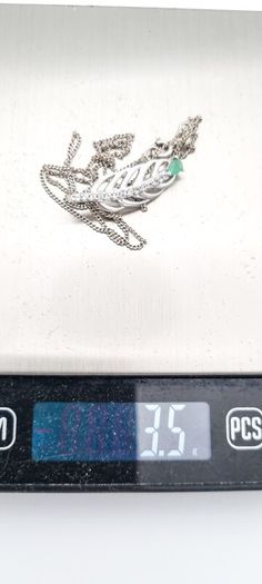 Spinel With Emerald Teardrop Base On Sterling Silver Necklace
